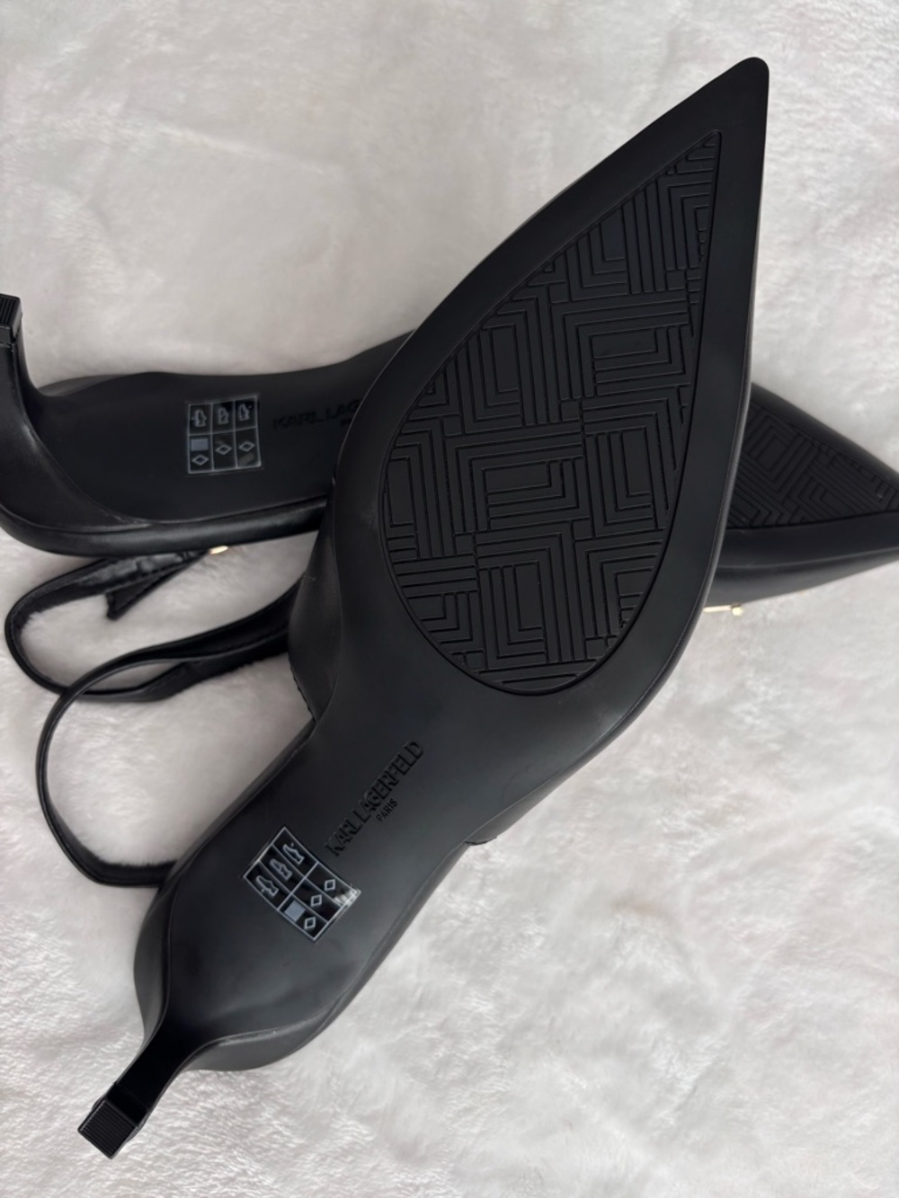 KARL LAGERFELD Sunday Black Faux Leather Slingback Kitten Heel Pump--NWOB--7.5 - Picture 14 of 15